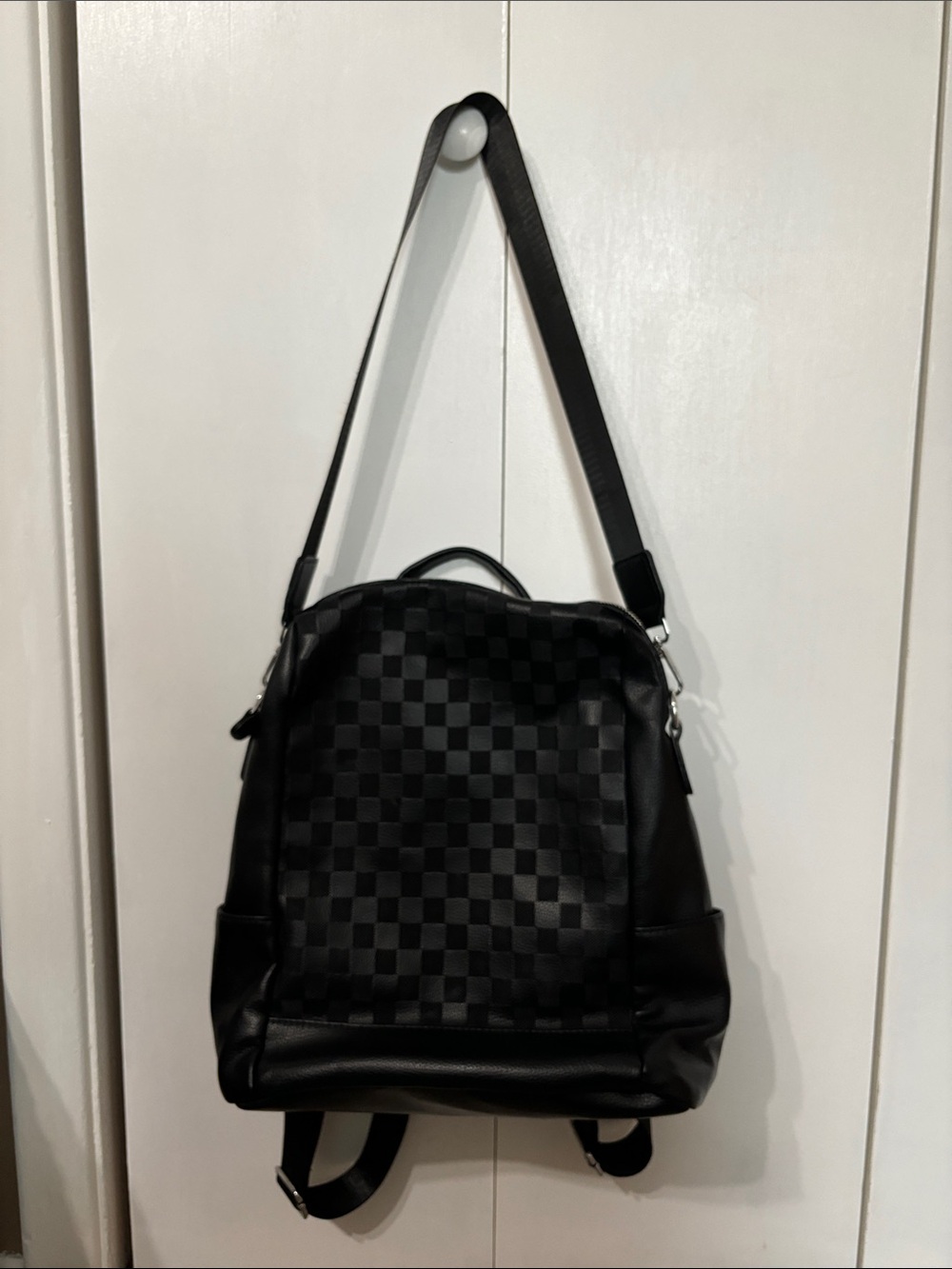 Black Checkered Backpack/ shoulder bag
